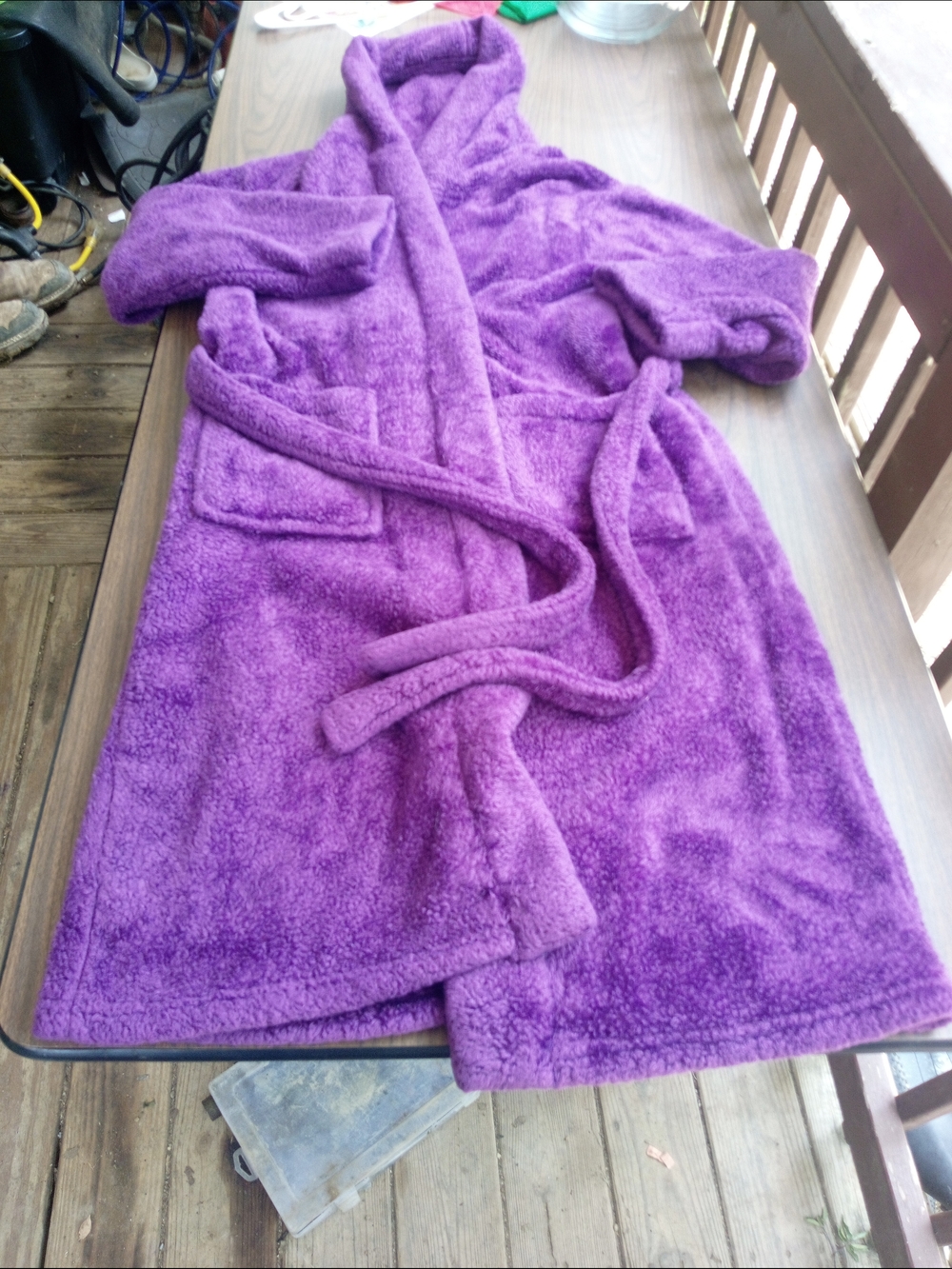 Pavilia Cozy Plush Purple Hooded Bathrobe Size S/M Pre Owned